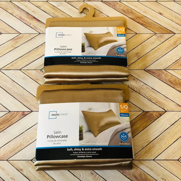 Mainstays Satin Standard Pillowcase Cover, Gold, 20"x32" Set of 2 - Picture 2 of 4